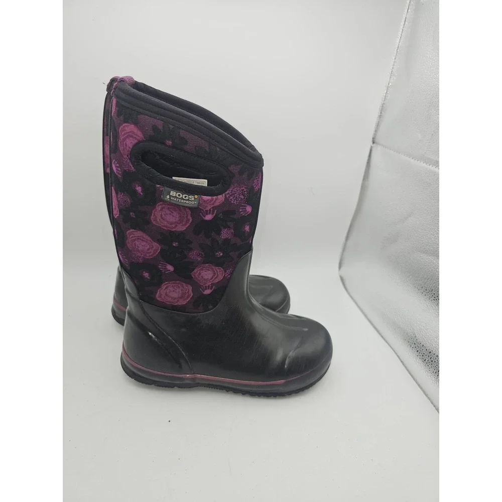 Bogs Classic Water Color Boots Youth Girls Purple Black Waterproof Snow Rain 2